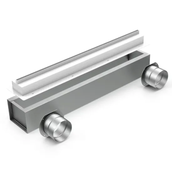 600mm Lineārais iebūvējamais difuzors ar difuzora kasti, 2x75mm pieslēgumi