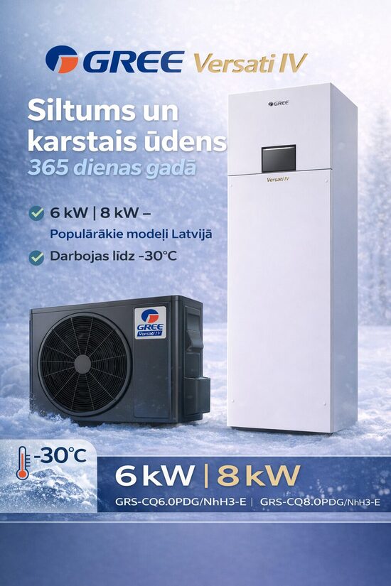 Gaiss ūdens siltumsūknis Gree Versati IV DUO 6,2/6,5 kW